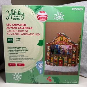 Holiday Living LED Animated Advent Calendar Christmas House Music 8 Songs Lights